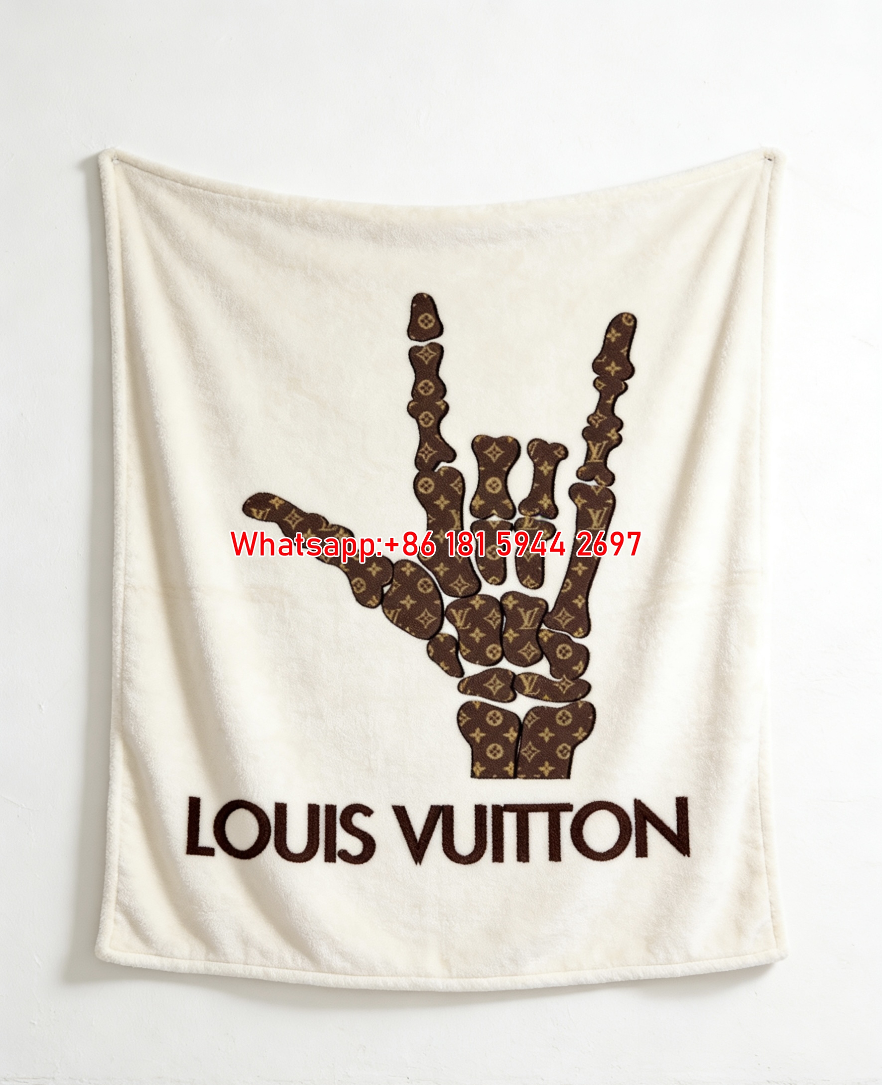 LV Monogram Skeleton Hand Blanket Rock On LV Monogram Blanket 092